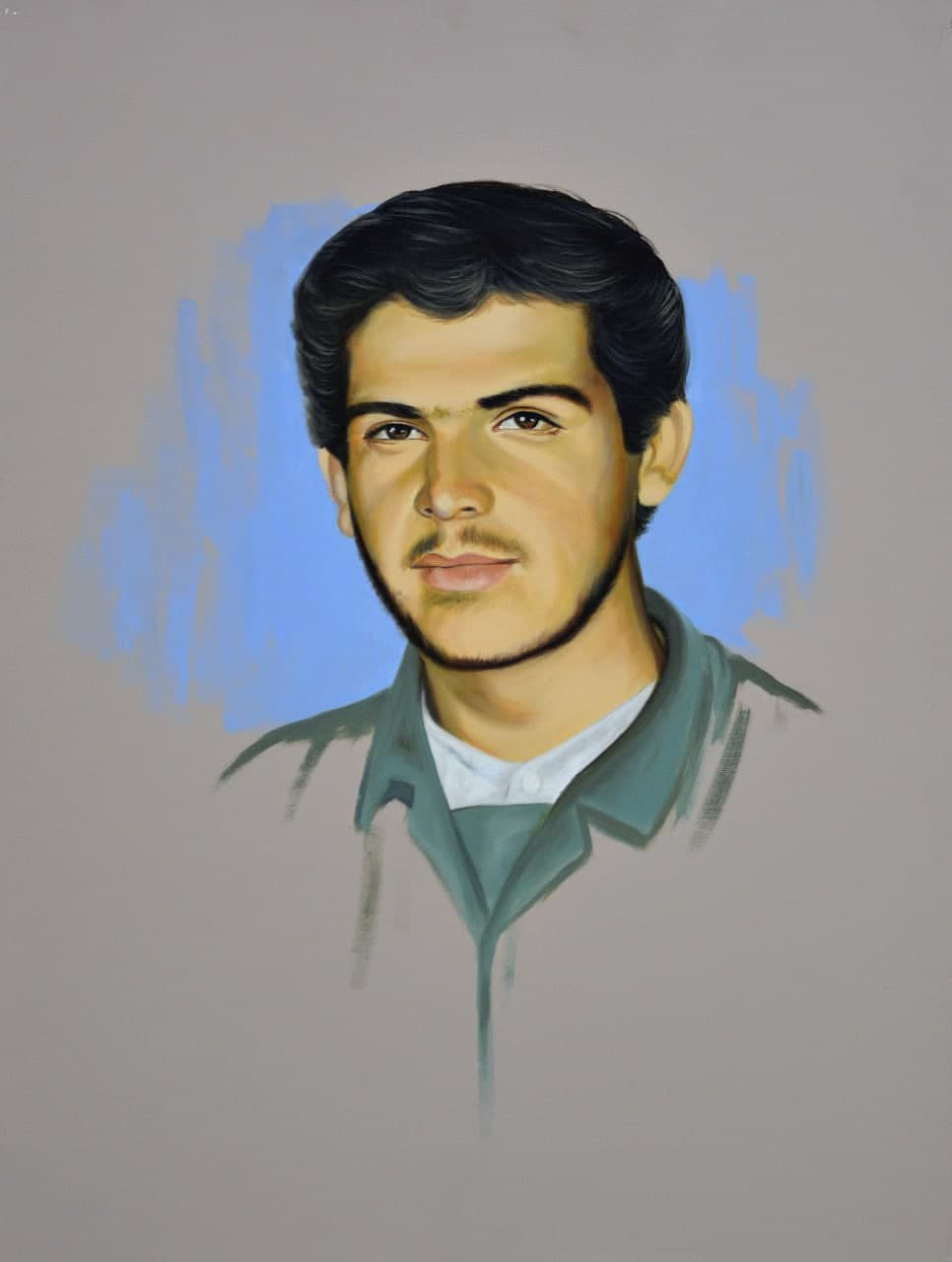 نقاشی چهره شهید محمود حیدری مجد